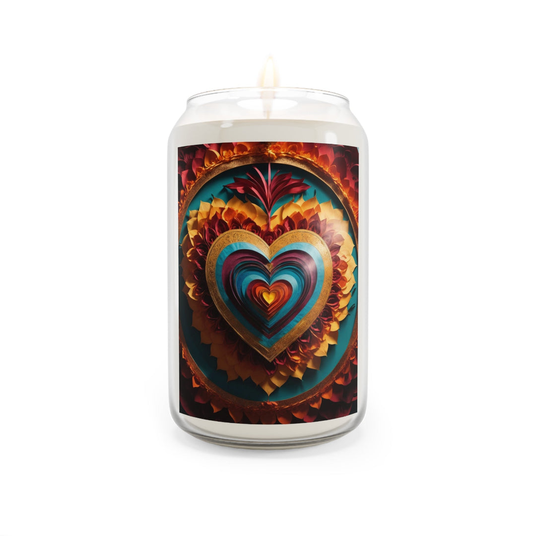 Vibrant Layered Heart - Scented Candle - Home Decor - g(0D·IO) - Comfort Spice - 13.75oz -