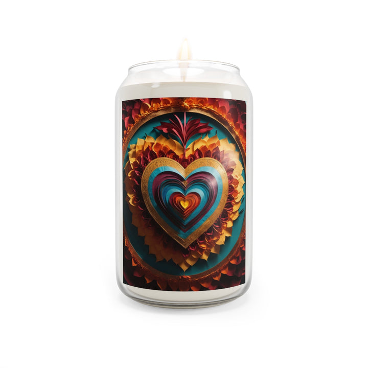 Vibrant Layered Heart - Scented Candle - Home Decor - g(0D·IO) - Comfort Spice - 13.75oz -