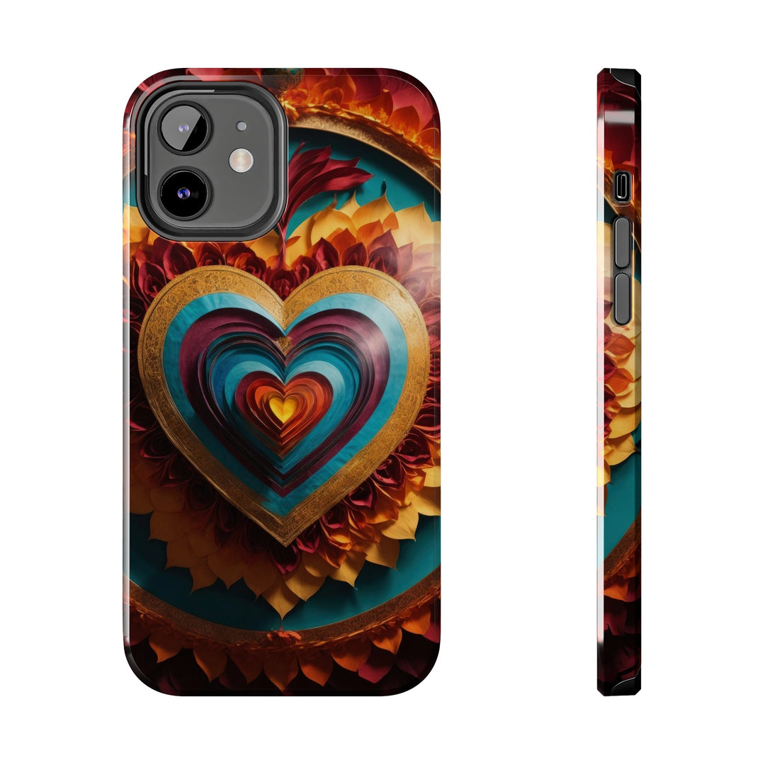 Vibrant Layered Heart - Tough Phone Case - Phone Case - g(0D·IO) - iPhone 12 - -