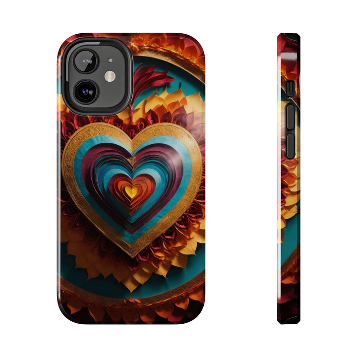 Vibrant Layered Heart - Tough Phone Case - Phone Case - g(0D·IO) - iPhone 12 Mini - -