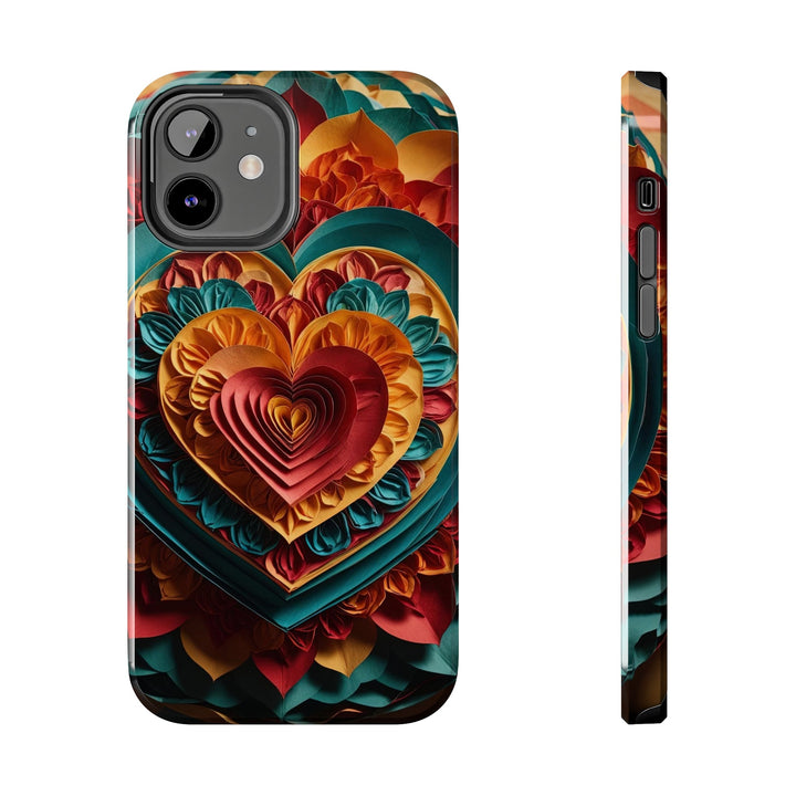 Vibrant Layered Heart - Tough Phone Case - Phone Case - g(0D·IO) - iPhone 12 - -