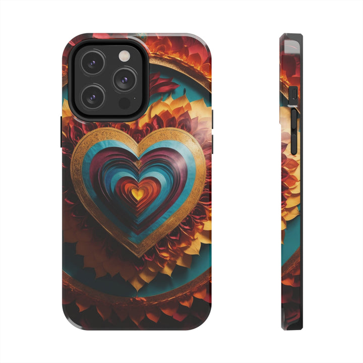 Vibrant Layered Heart - Tough Phone Case - Phone Case - g(0D·IO) - iPhone 14 Pro Max - -