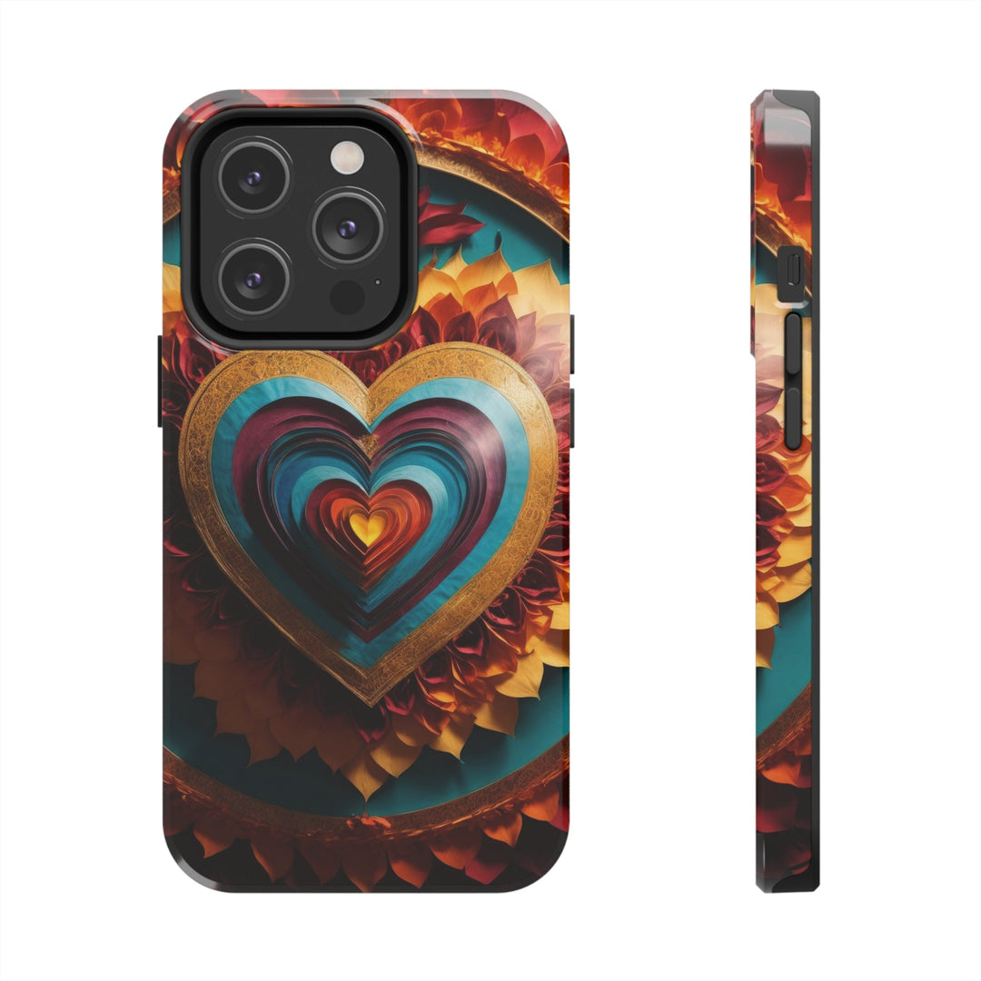 Vibrant Layered Heart - Tough Phone Case - Phone Case - g(0D·IO) - iPhone 14 Pro - -