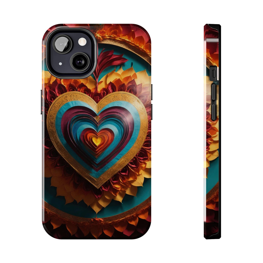 Vibrant Layered Heart - Tough Phone Case - Phone Case - g(0D·IO) - iPhone 13 - -