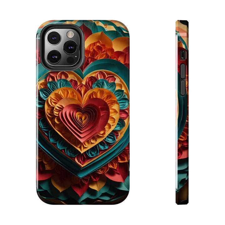 Vibrant Layered Heart - Tough Phone Case - Phone Case - g(0D·IO) - iPhone 12 Pro - -