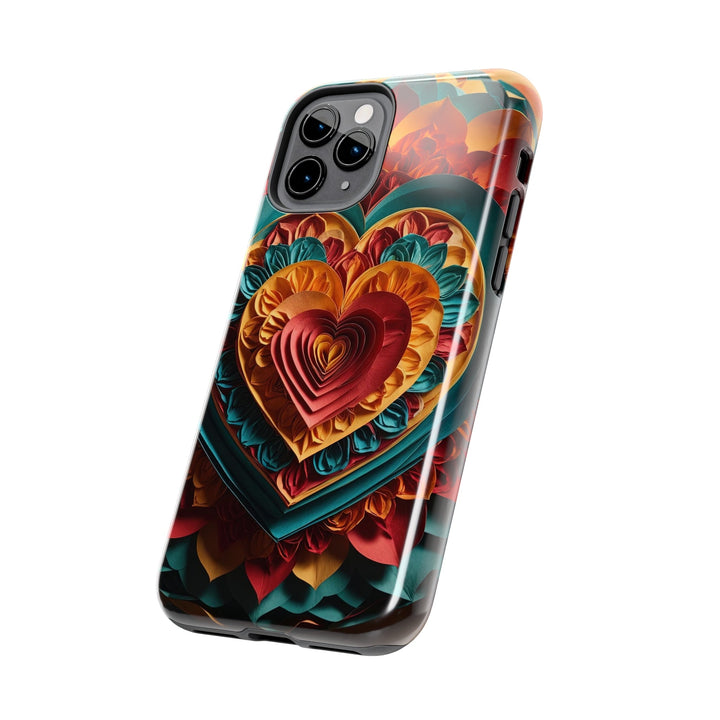 Vibrant Layered Heart - Tough Phone Case - Phone Case - g(0D·IO) - iPhone 13 Mini - -