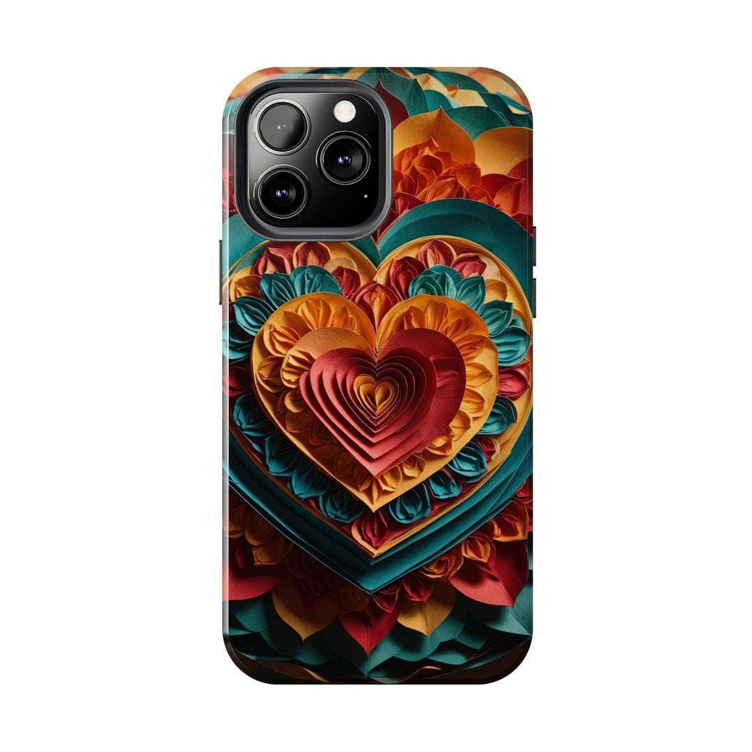 Vibrant Layered Heart - Tough Phone Case - Phone Case - g(0D·IO) - iPhone 13 Mini - -