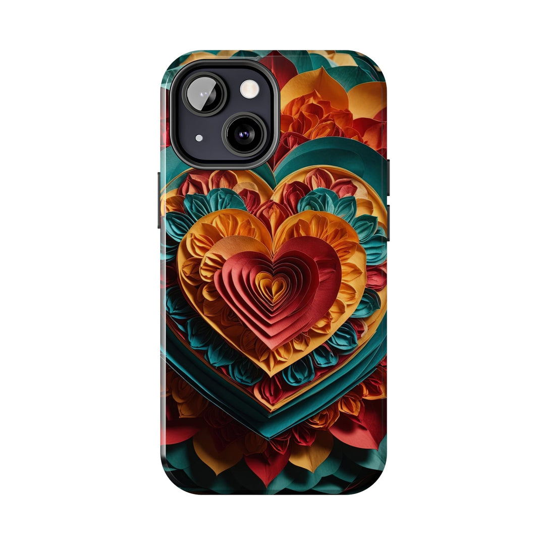 Vibrant Layered Heart - Tough Phone Case - Phone Case - g(0D·IO) - iPhone 13 Mini - -