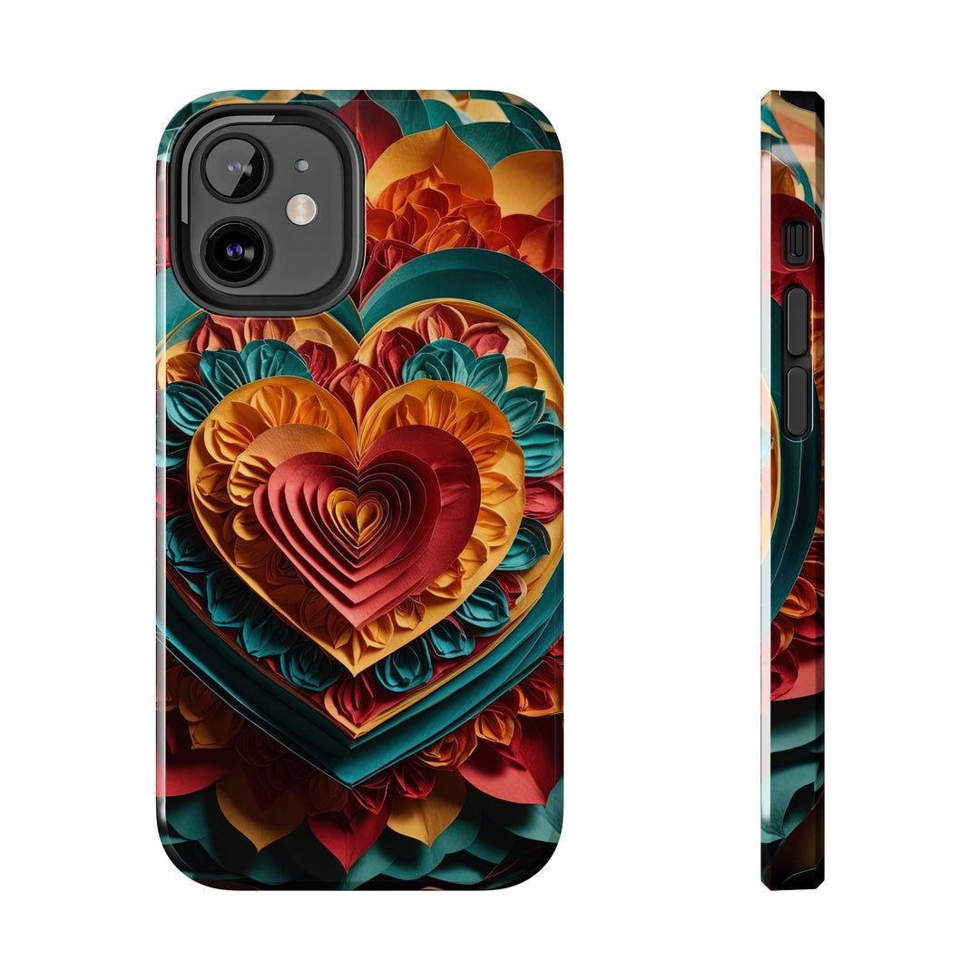 Vibrant Layered Heart - Tough Phone Case - Phone Case - g(0D·IO) - iPhone 12 Mini - -