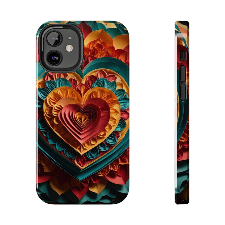 Vibrant Layered Heart - Tough Phone Case - Phone Case - g(0D·IO) - iPhone 12 Mini - -