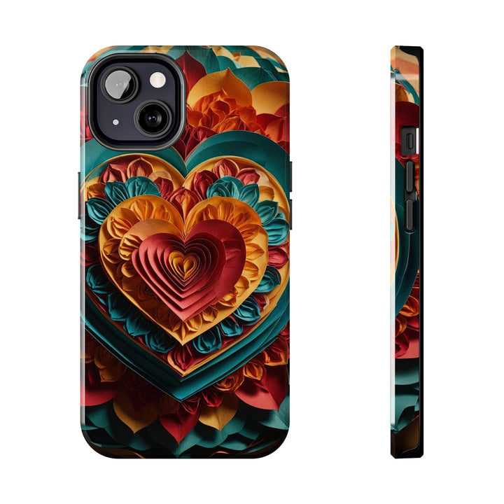 Vibrant Layered Heart - Tough Phone Case - Phone Case - g(0D·IO) - iPhone 13 - -