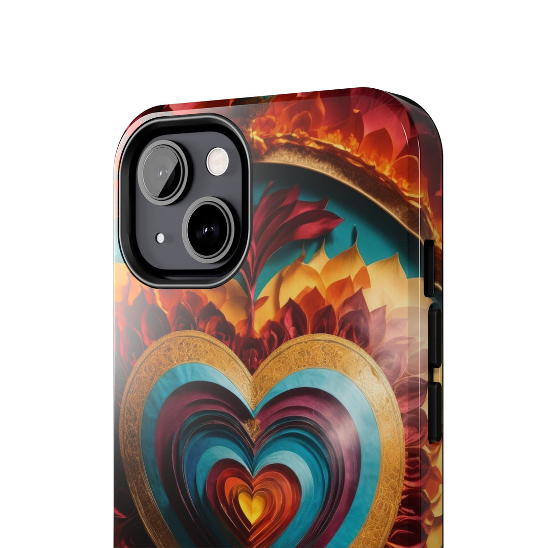 Vibrant Layered Heart - Tough Phone Case - Phone Case - g(0D·IO) - iPhone 13 Mini - -