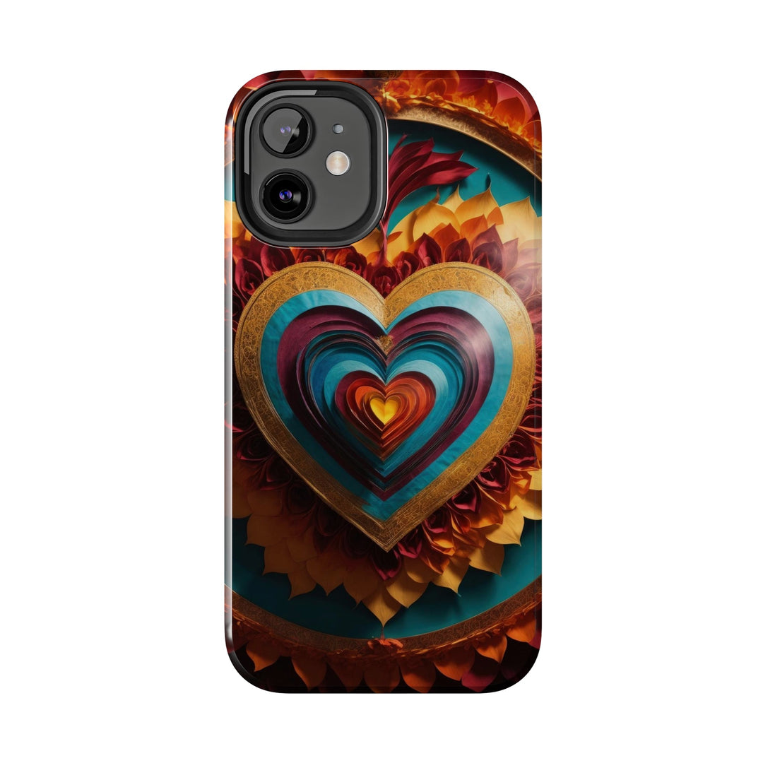 Vibrant Layered Heart - Tough Phone Case - Phone Case - g(0D·IO) - iPhone 13 Mini - -