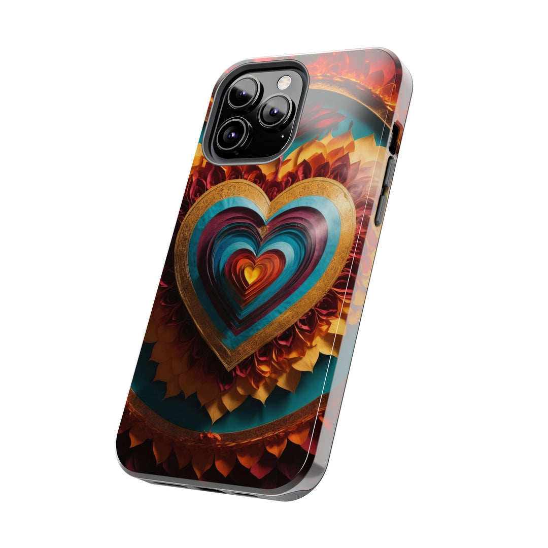 Vibrant Layered Heart - Tough Phone Case - Phone Case - g(0D·IO) - iPhone 13 Mini - -