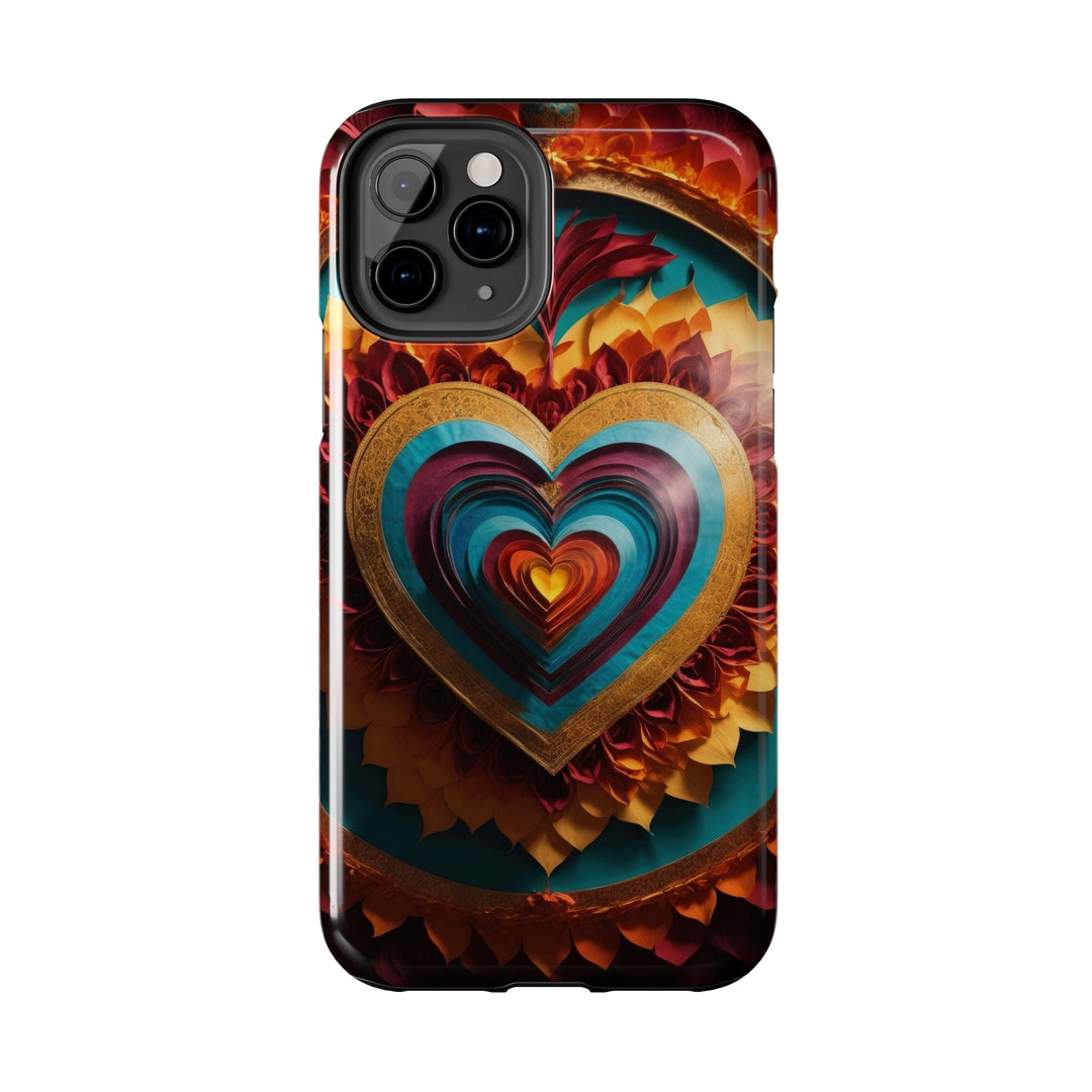 Vibrant Layered Heart - Tough Phone Case - Phone Case - g(0D·IO) - iPhone 13 Mini - -