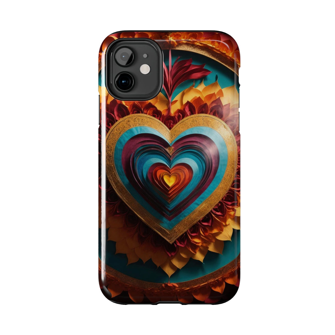 Vibrant Layered Heart - Tough Phone Case - Phone Case - g(0D·IO) - iPhone 13 Mini - -