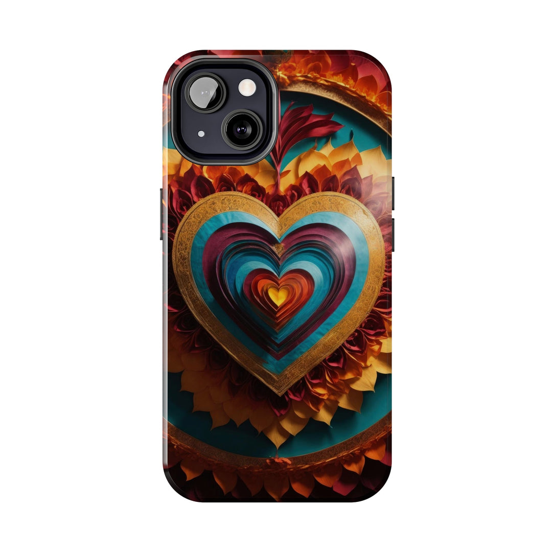 Vibrant Layered Heart - Tough Phone Case - Phone Case - g(0D·IO) - iPhone 13 Mini - -