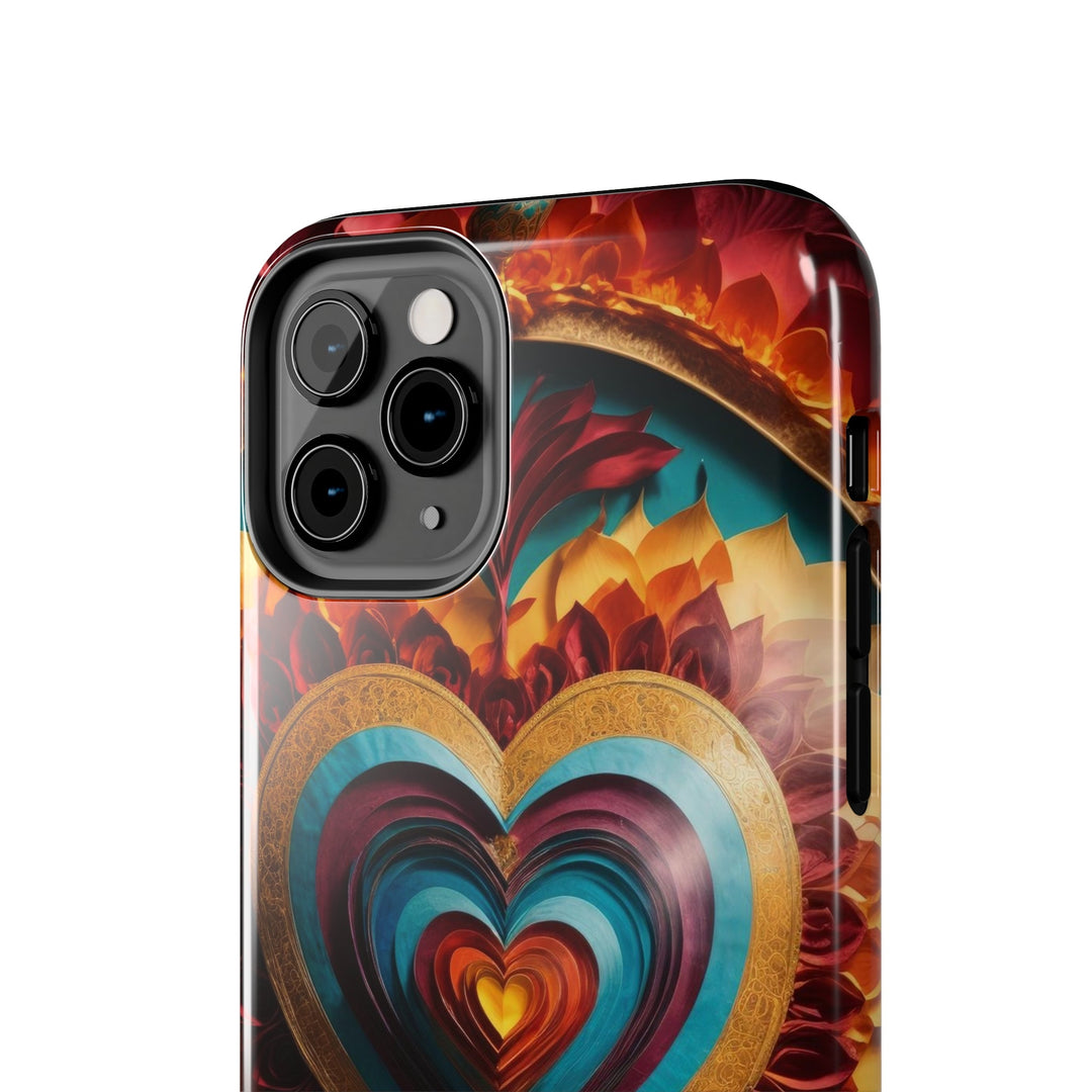 Vibrant Layered Heart - Tough Phone Case - Phone Case - g(0D·IO) - iPhone 13 Mini - -