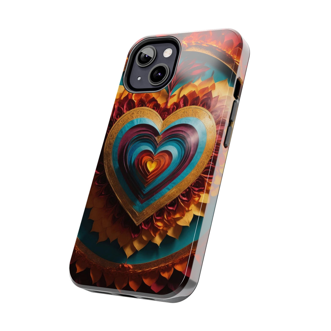 Vibrant Layered Heart - Tough Phone Case - Phone Case - g(0D·IO) - iPhone 13 Mini - -