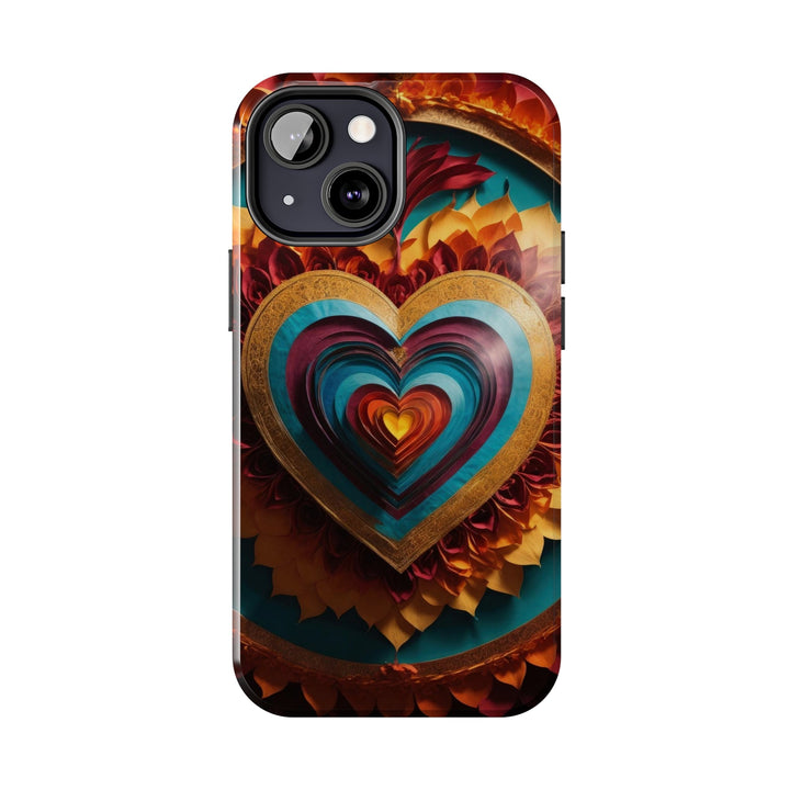 Vibrant Layered Heart - Tough Phone Case - Phone Case - g(0D·IO) - iPhone 13 Mini - -