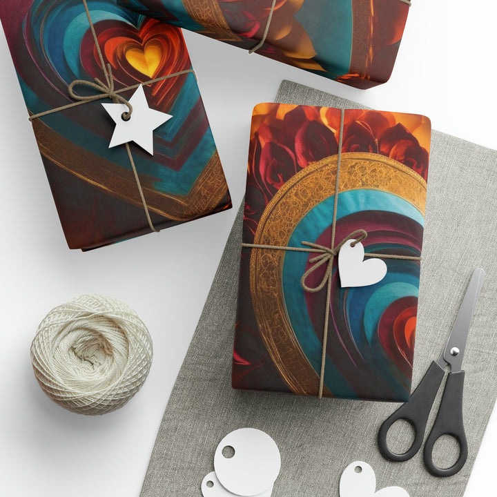 Vibrant Layered Heart - Wrapping Paper - Home Decor - g(0D·IO) - 30'' x 72'' - Matte -
