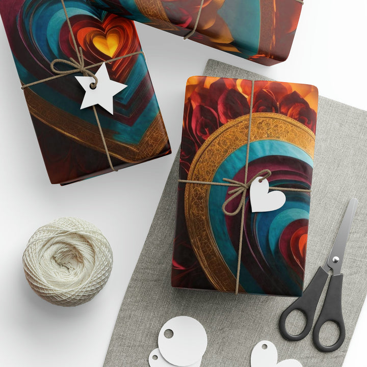 Vibrant Layered Heart - Wrapping Paper - Home Decor - g(0D·IO) - 30'' x 72'' - Matte -