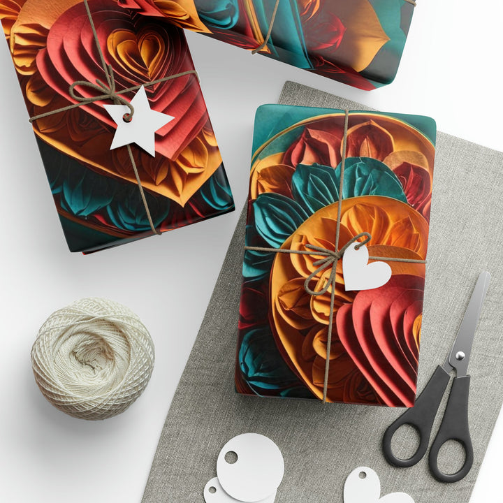 Vibrant Layered Heart - Wrapping Paper - Home Decor - g(0D·IO) - 30'' x 72'' - Matte -