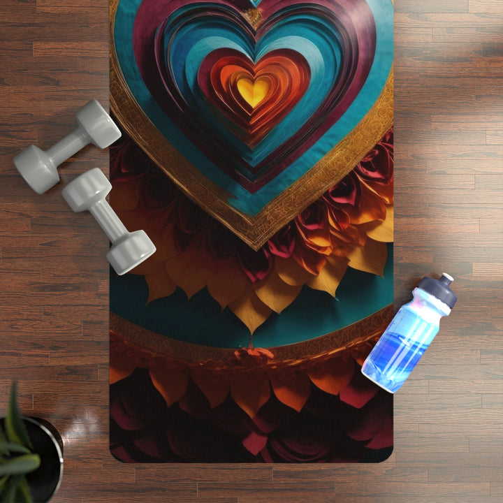 Vibrant Layered Heart - Yoga Mat - Home Decor - g(0D·IO) - 24” x 68” - -