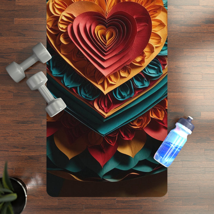 Vibrant Layered Heart - Yoga Mat - Home Decor - g(0D·IO) - 24” x 68” - -