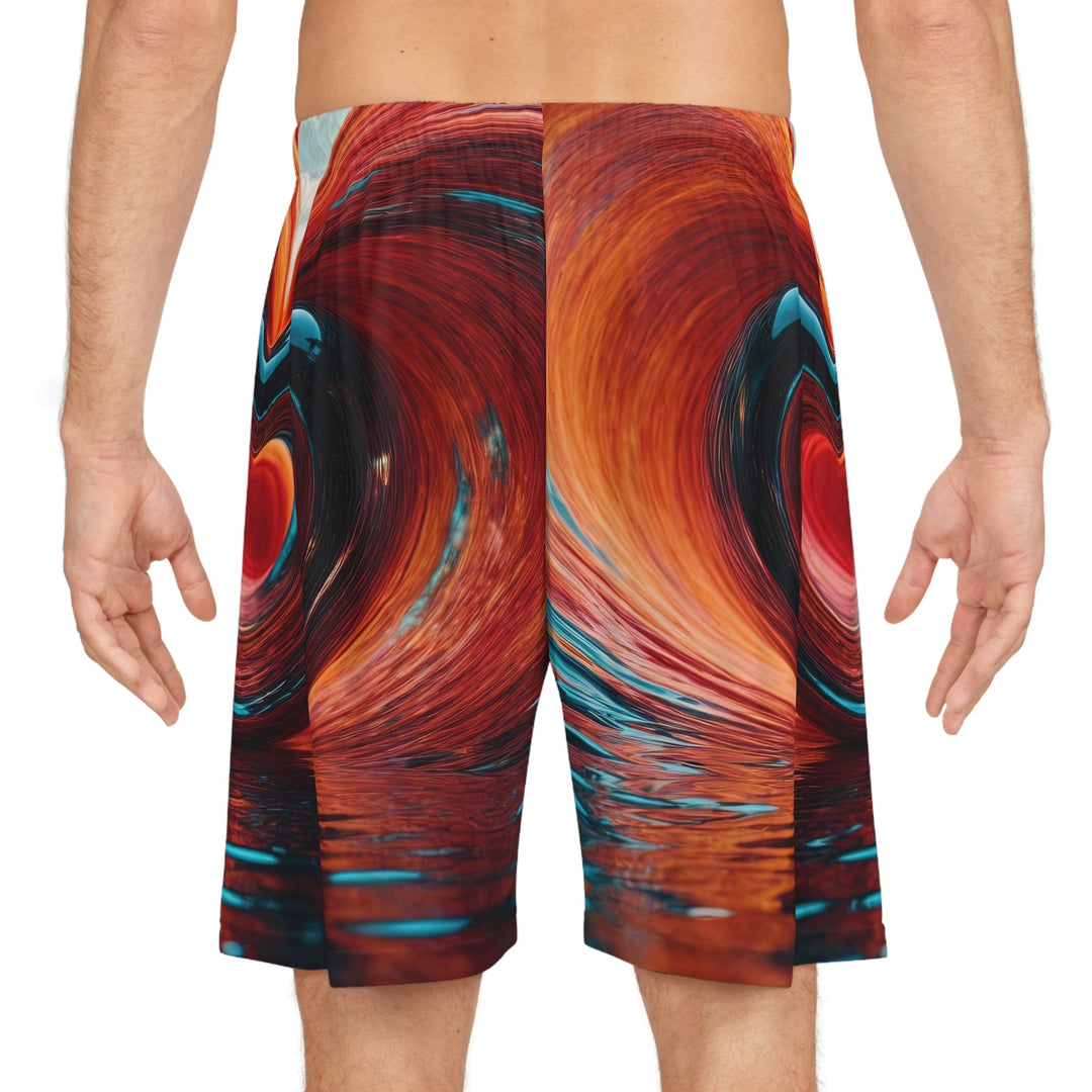 Vibrant Liquid Heart - AOP Basketball Shorts - All Over Prints - g(0D·IO) - Seam thread color automatically matched to design - XS -