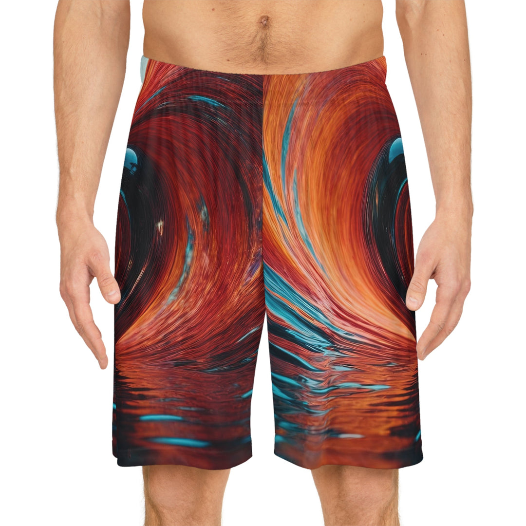 Vibrant Liquid Heart - AOP Basketball Shorts - All Over Prints - g(0D·IO) - Seam thread color automatically matched to design - XS -