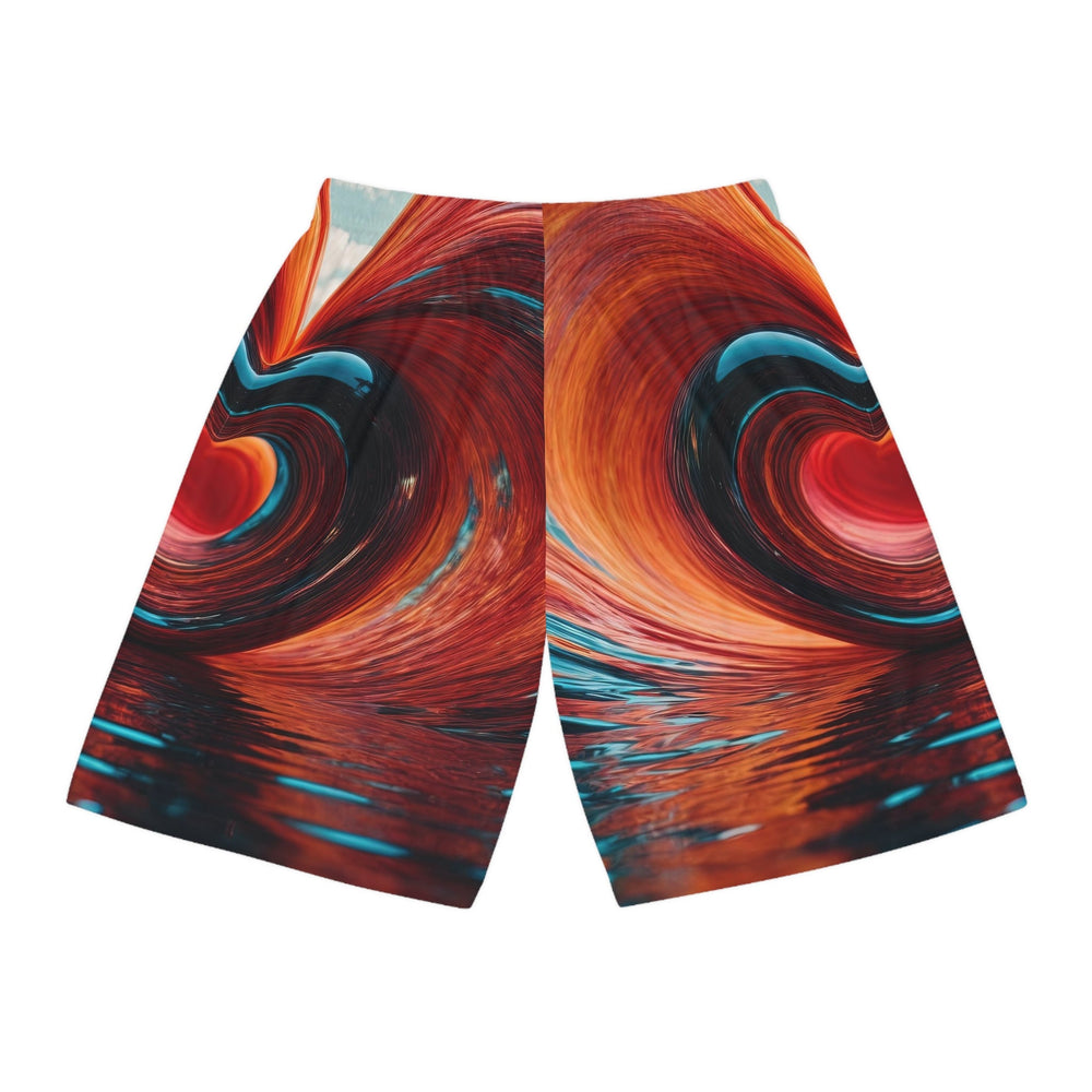 Vibrant Liquid Heart - AOP Basketball Shorts - All Over Prints - g(0D·IO) - Seam thread color automatically matched to design - XS -