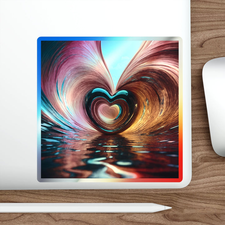 Vibrant Liquid Heart - Holographic Die-Cut Sticker - Paper products - g(0D·IO) - 5" × 5" - Die-Cut - Holographic