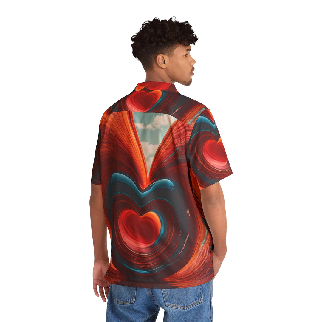 Vibrant Liquid Heart - Men's Hawaiian Shirt - All Over Prints - g(0D·IO) - S - Black -