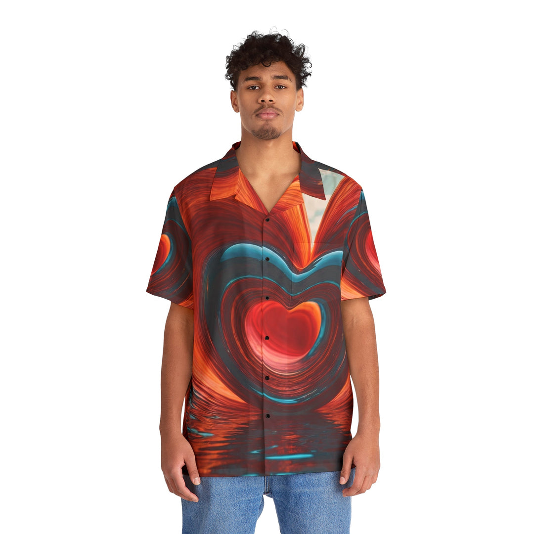 Vibrant Liquid Heart - Men's Hawaiian Shirt - All Over Prints - g(0D·IO) - S - Black -