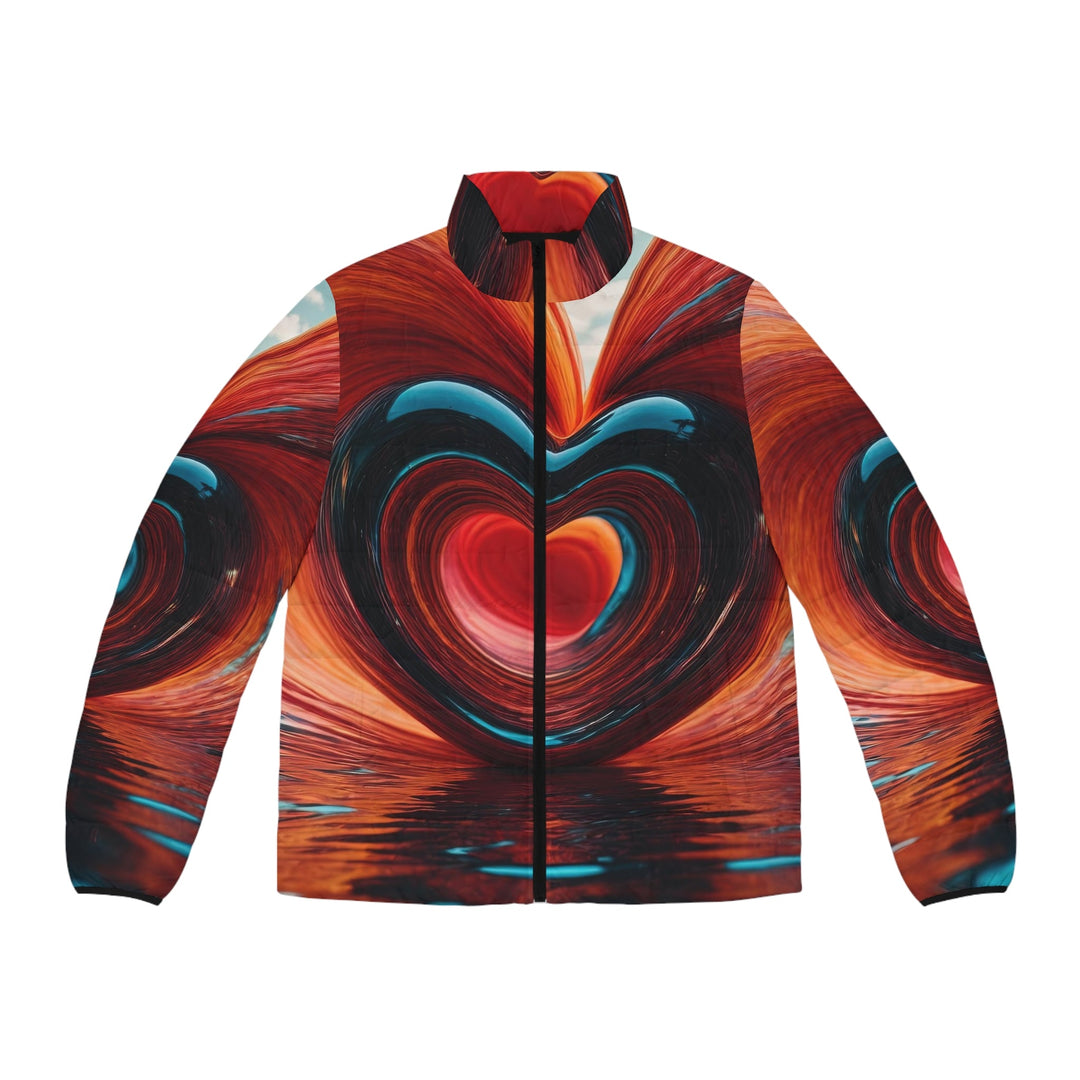 Vibrant Liquid Heart - Puffer Jacket - All Over Prints - g(0D·IO) - S - Black zipper -