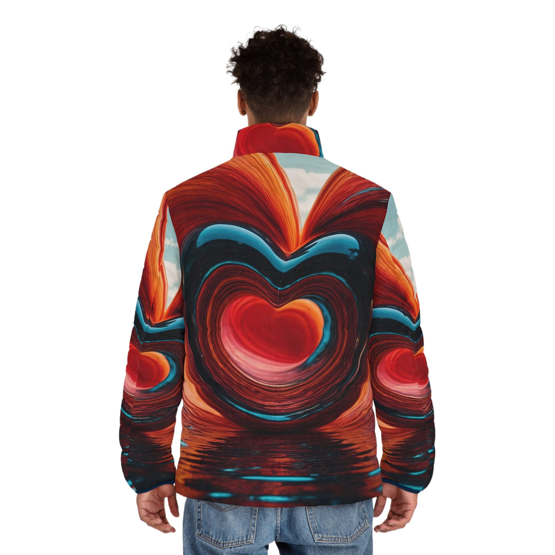 Vibrant Liquid Heart - Puffer Jacket - All Over Prints - g(0D·IO) - S - Black zipper -