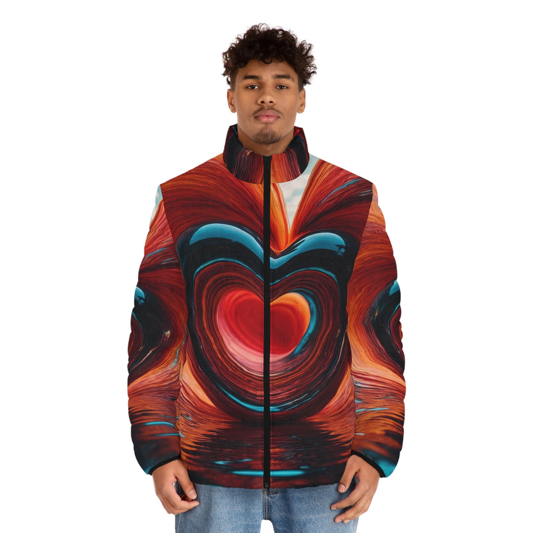 Vibrant Liquid Heart - Puffer Jacket - All Over Prints - g(0D·IO) - S - Black zipper -