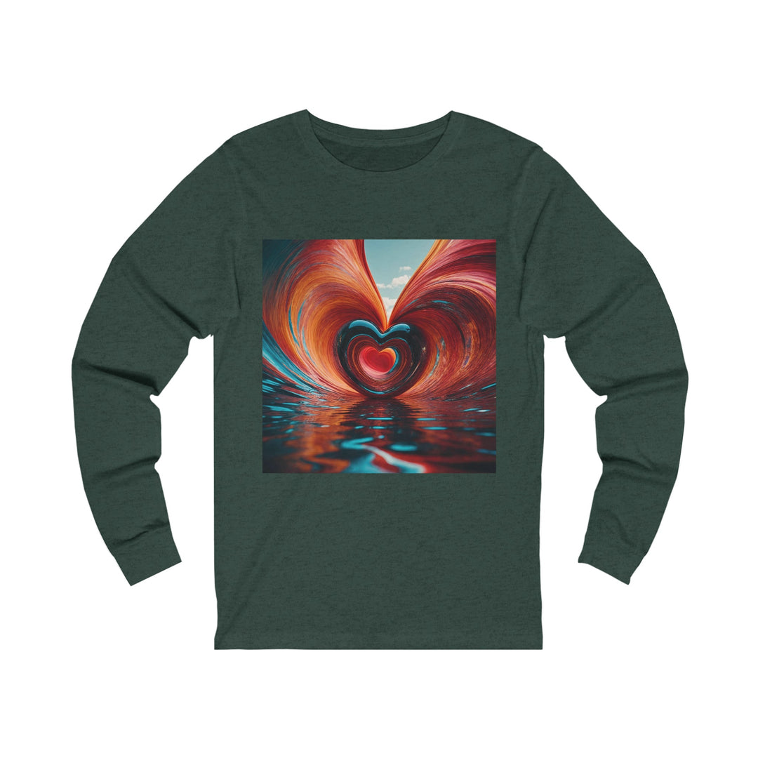 Vibrant Liquid Heart - Unisex Jersey Long Sleeve Tee - Long-sleeve - g(0D·IO) - S - Heather Forest -