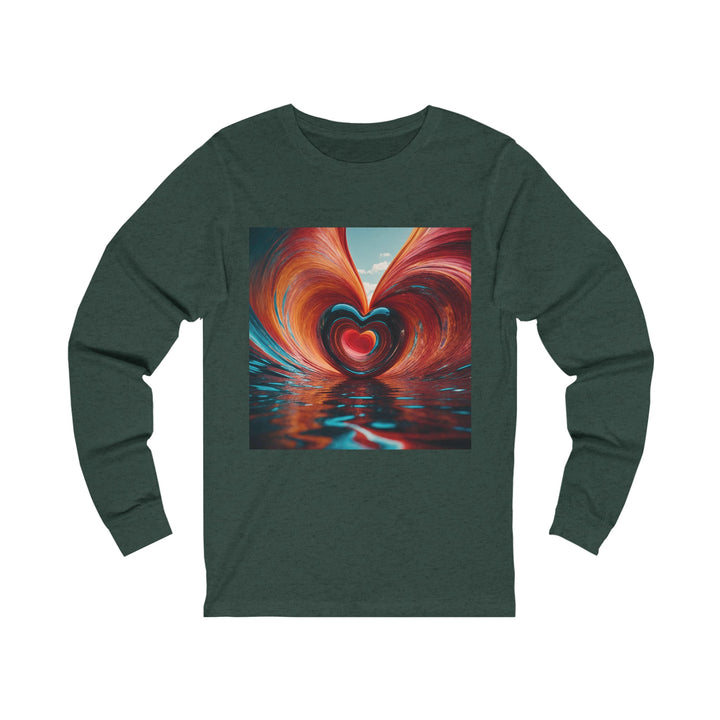 Vibrant Liquid Heart - Unisex Jersey Long Sleeve Tee - Long-sleeve - g(0D·IO) - S - Heather Forest -