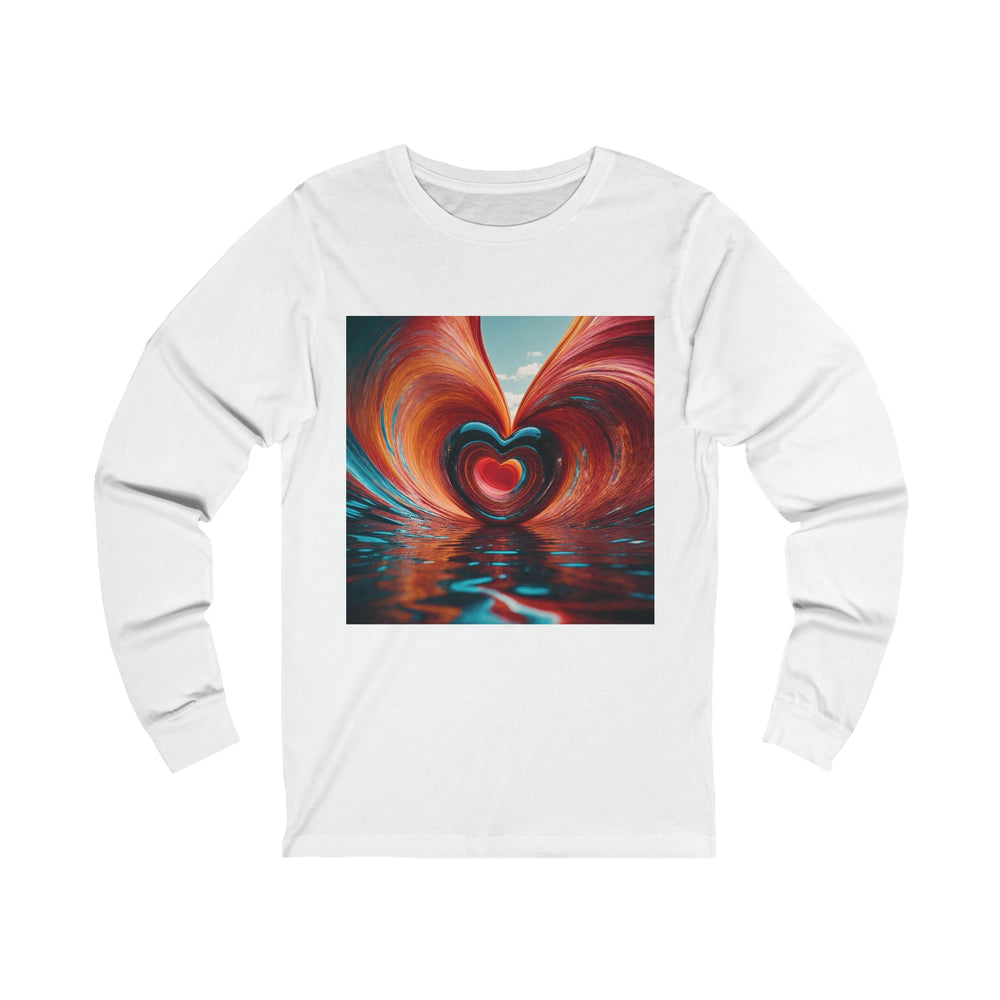 Vibrant Liquid Heart - Unisex Jersey Long Sleeve Tee - Long-sleeve - g(0D·IO) - S - White -