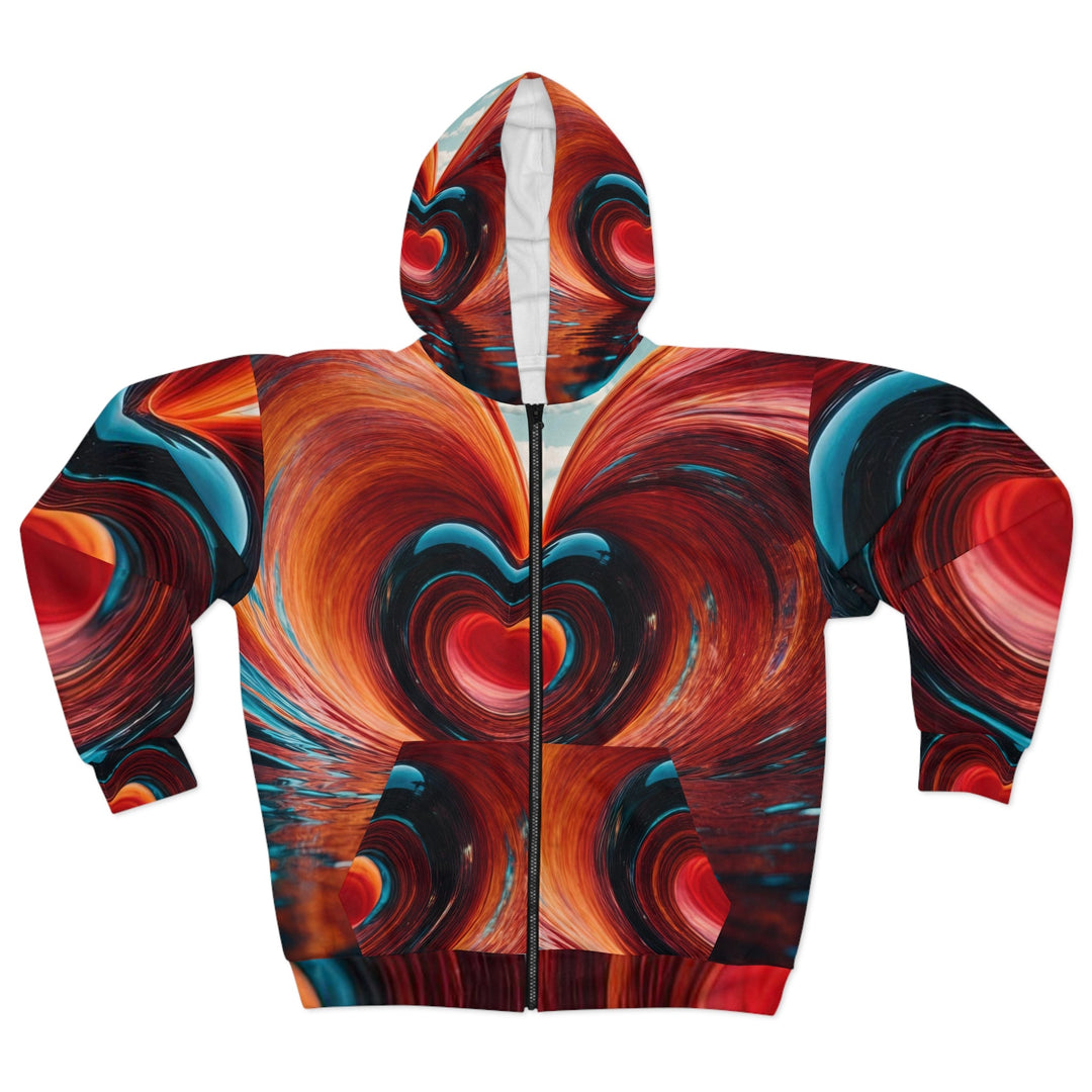 Vibrant Liquid Heart - Unisex Zip Hoodie - All Over Prints - g(0D·IO) - XS - -