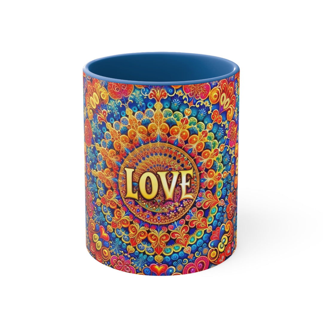 Vibrant Love Mandala - Accent Coffee Mug - Mug - g(0D·IO) - Blue - 11oz -