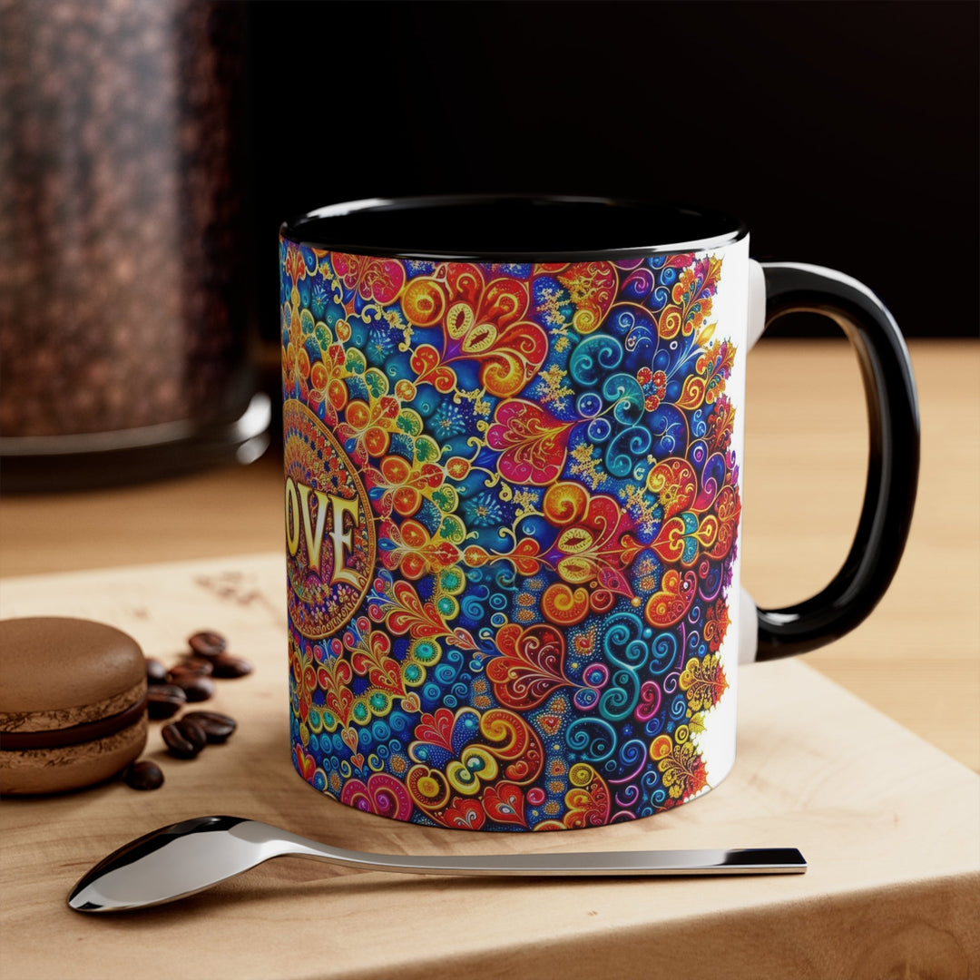 Vibrant Love Mandala - Accent Coffee Mug - Mug - g(0D·IO) - Pink - 11oz -