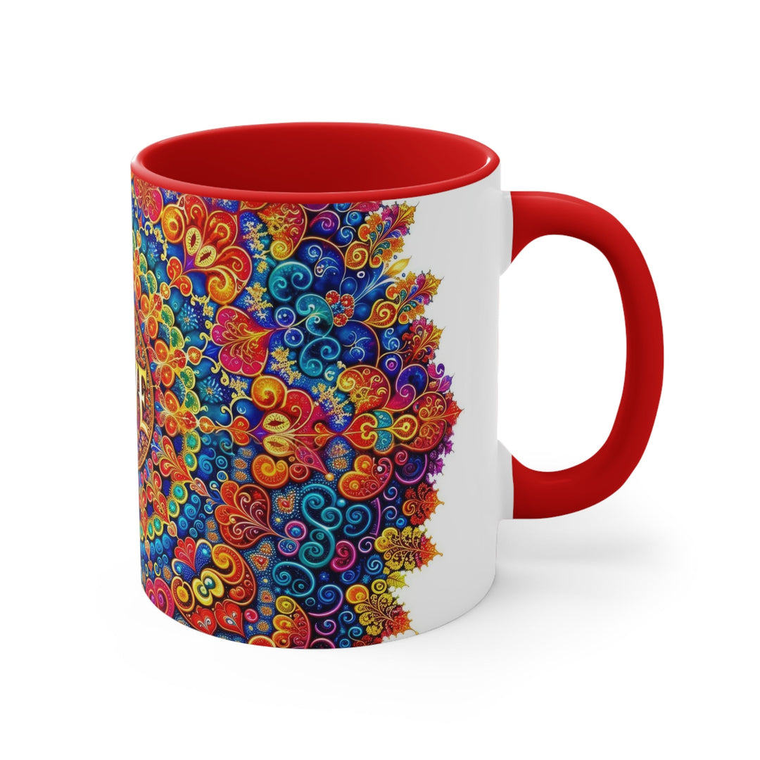 Vibrant Love Mandala - Accent Coffee Mug - Mug - g(0D·IO) - Pink - 11oz -