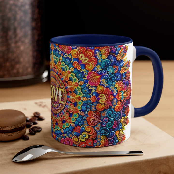 Vibrant Love Mandala - Accent Coffee Mug - Mug - g(0D·IO) - Pink - 11oz -