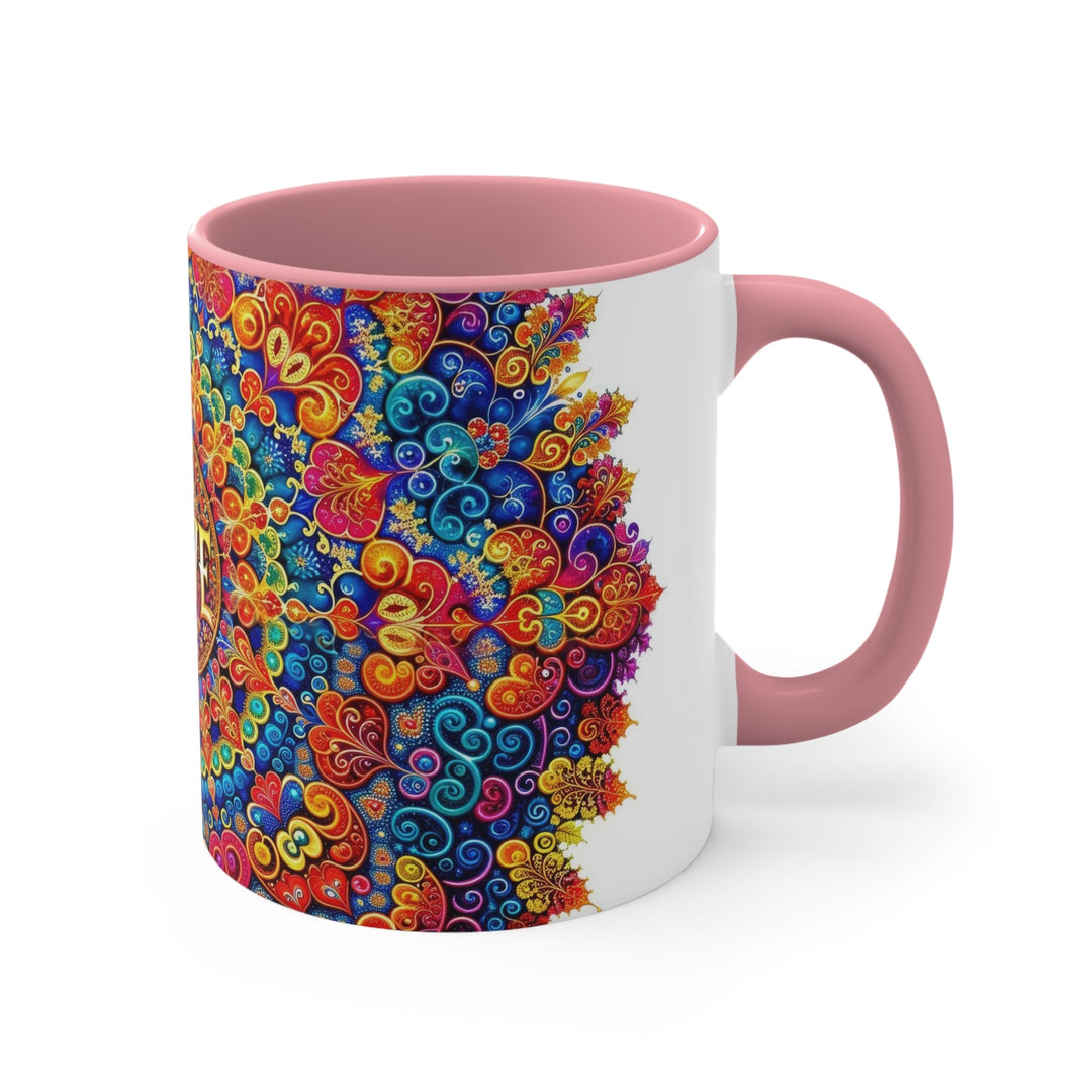 Vibrant Love Mandala - Accent Coffee Mug - Mug - g(0D·IO) - Pink - 11oz -