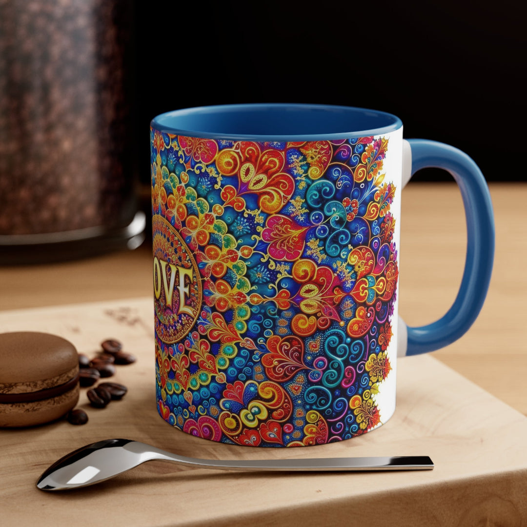 Vibrant Love Mandala - Accent Coffee Mug - Mug - g(0D·IO) - Pink - 11oz -