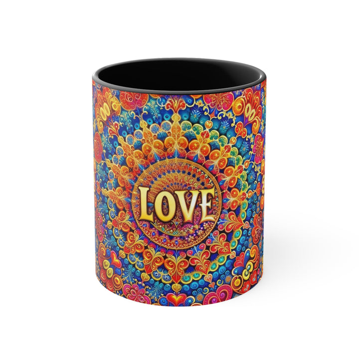 Vibrant Love Mandala - Accent Coffee Mug - Mug - g(0D·IO) - Black - 11oz -