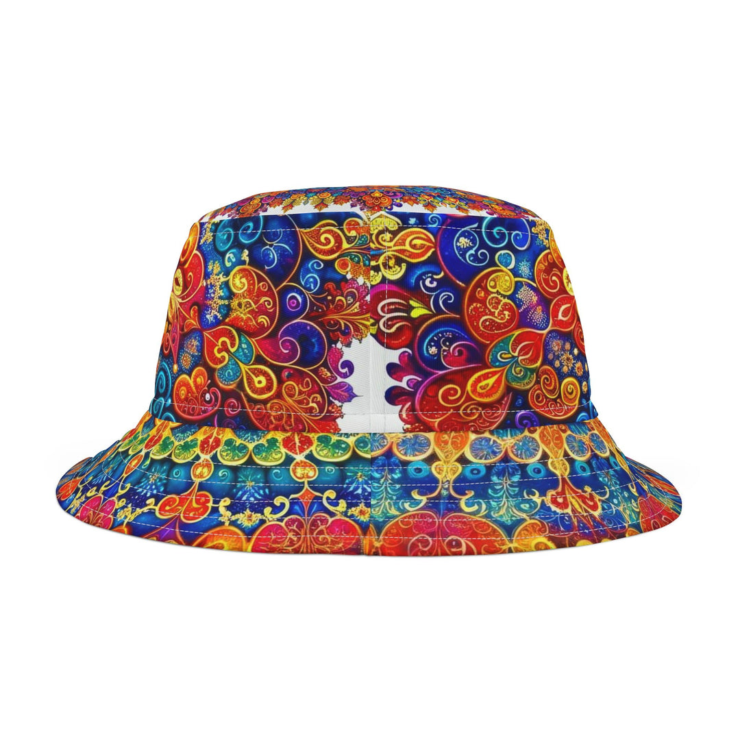 Vibrant Love Mandala - Bucket Hat - Hats - g(0D·IO) - Large - White stitching -